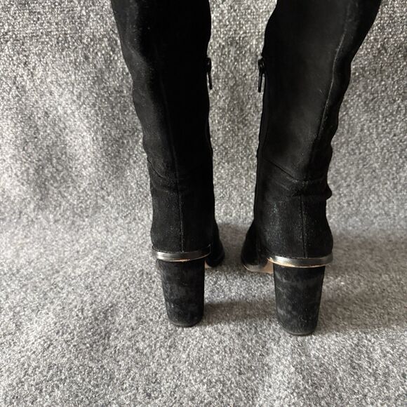 Gianni Bini Barrine Black Leather Knee High Block Heel Zip Boots Women's 6.5M - Picture 6 of 10